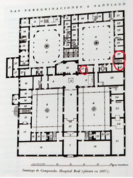 Map of the Hospital Real in 1807. The space that held the foundling home corresponds to number 27 in the image.7