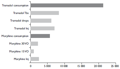 Opioid consumption inside the INCAN, 2014