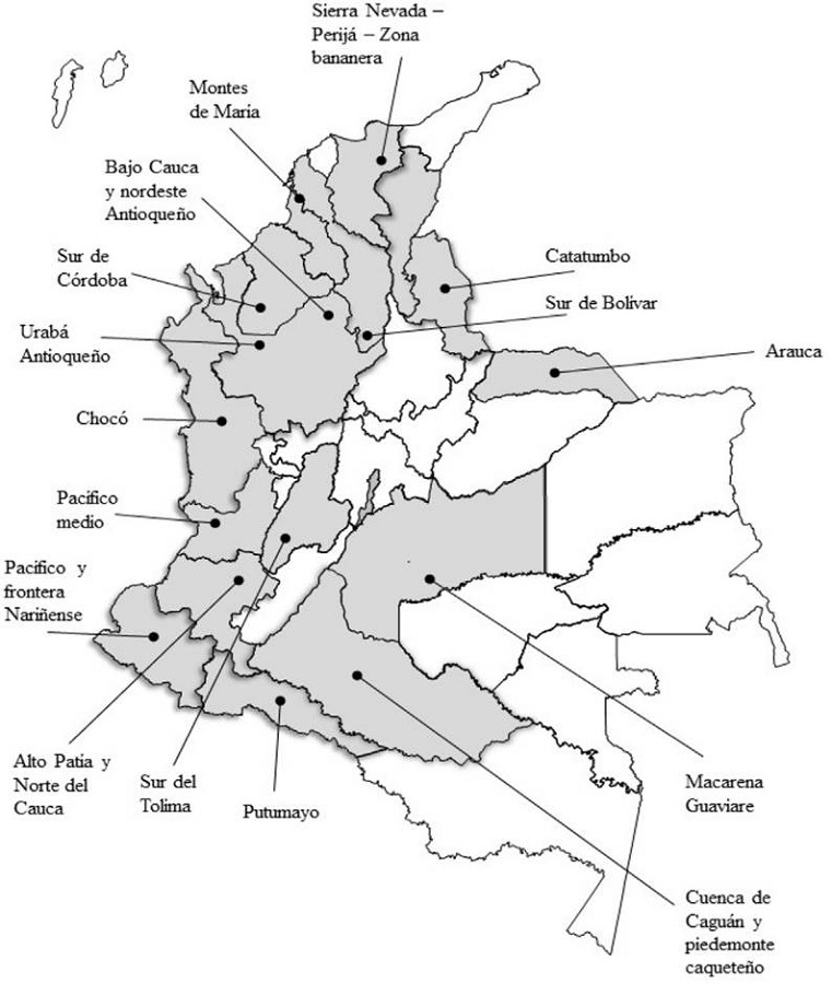 Territorios PDET Colombia