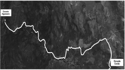 Recorrido desde la comunidad de Algodoeiro hasta la comunidad de Covão