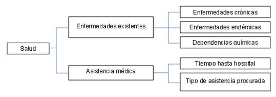Ordenación ramificada de los aspectos del requerimiento salud