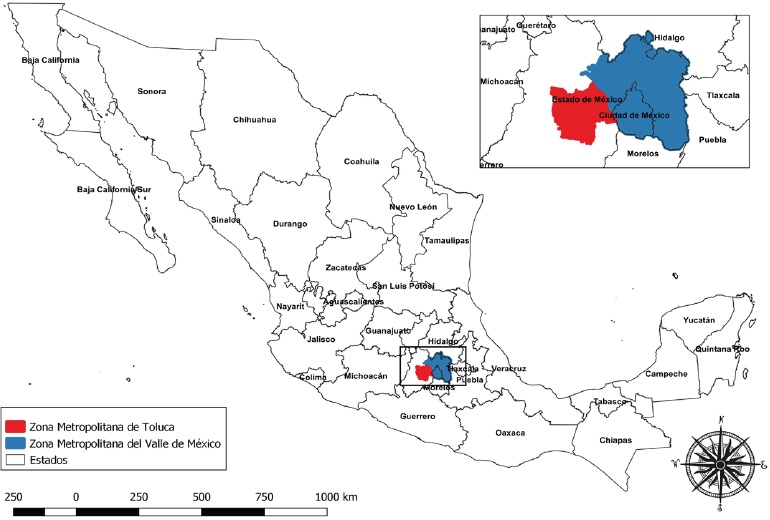 Zonas metropolitanas del Valle de México y Toluca