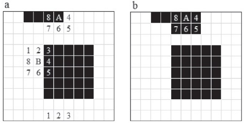 Frontera de la cuadr&iacute;cula y frontera de la mancha