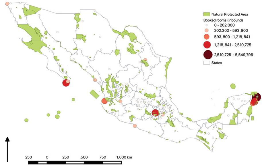 Natural Protected Areas and its annual average hotel occupancy (domestic)