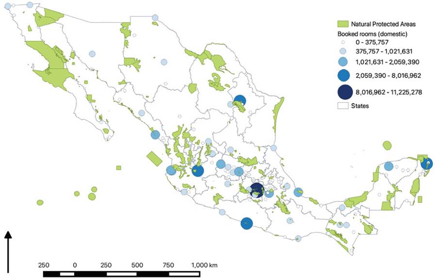 Natural Protected Areas and their annual average hotel occupancy (inbound)