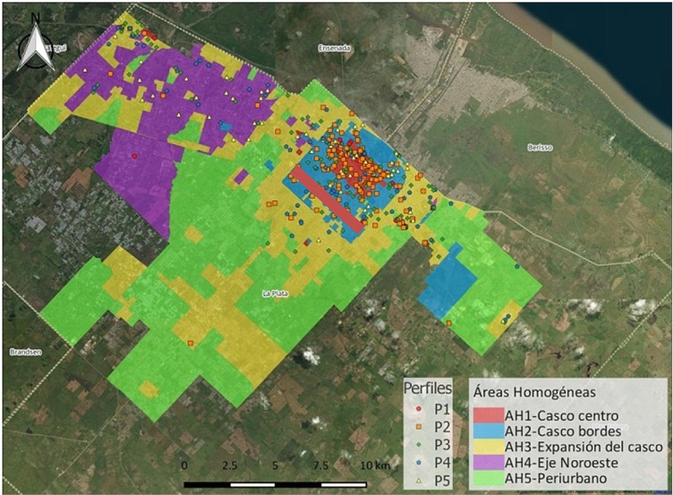 Ubicación territorial de los casos encuestados con el perfil identificado y la localización de áreas homogéneas