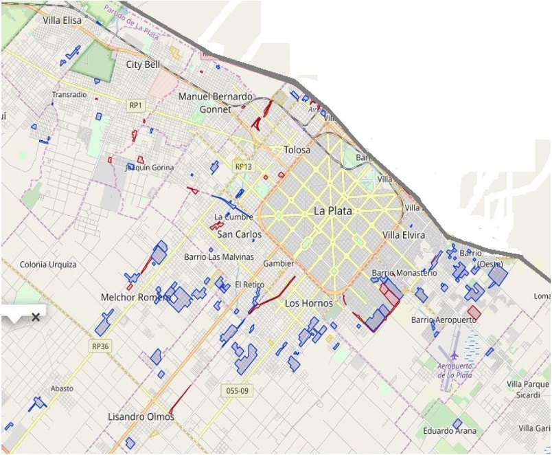 Localización de urbanizaciones informales en el Partido de La Plata