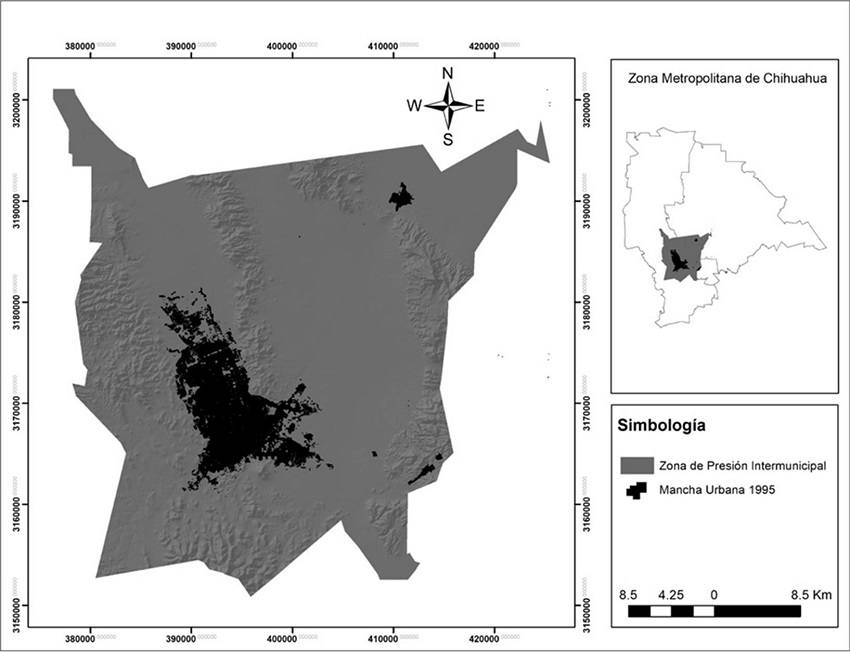 Distribución espacial del uso de suelo urbano de 1995