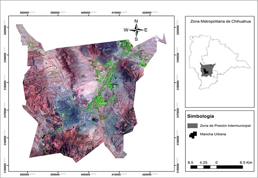 Composición en falso color de la escena Landsat TM del año 1995