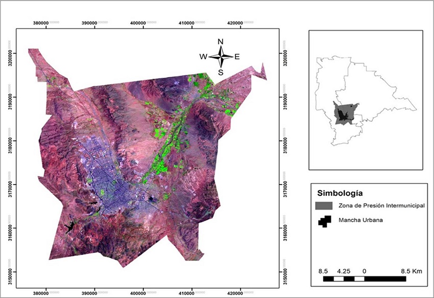 Composición en falso color de la escena Landsat TM del año 2005