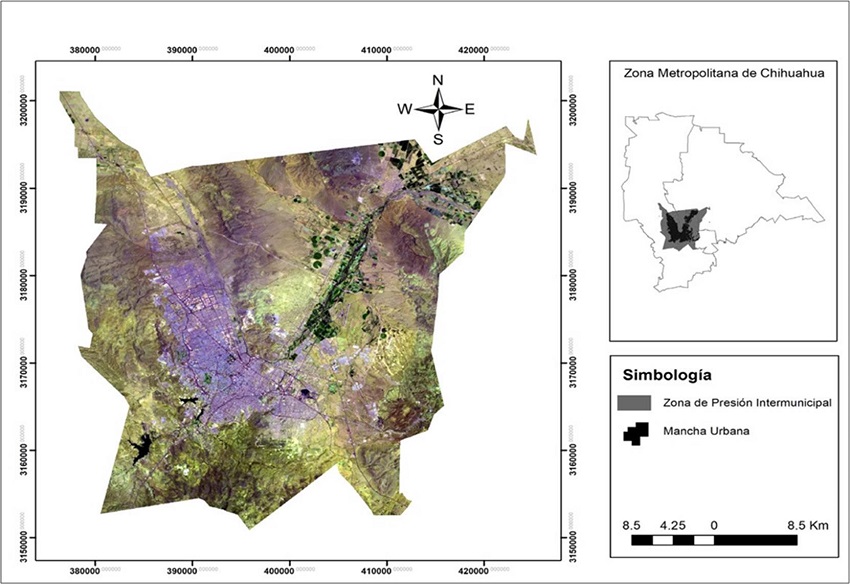 Composición en falso color de la escena Landsat TM del año 2015