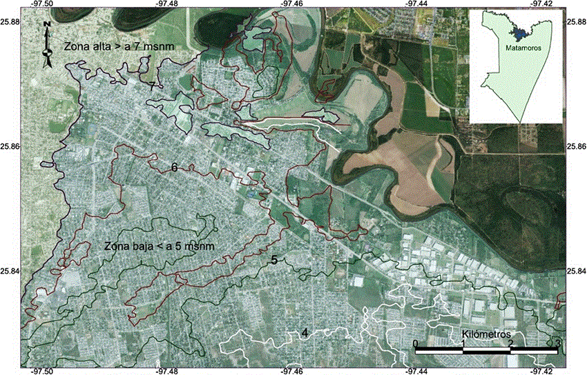Principales zonas bajas del municipio de Matamoros