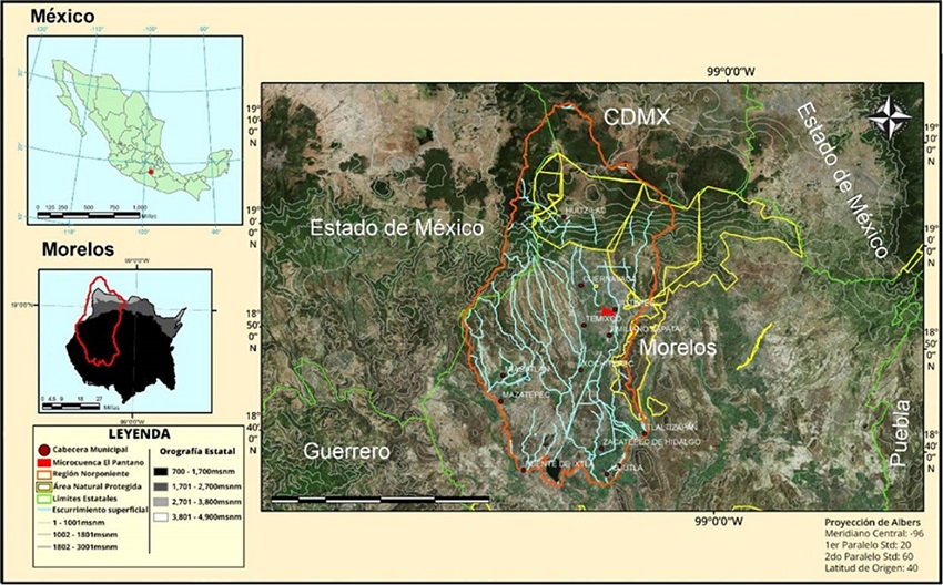 Ubicación de la Región Noroeste del Estado de Morelos (RNEM), México