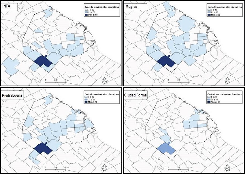 Desplazamientos por motivos educativos según tipo de hábitat