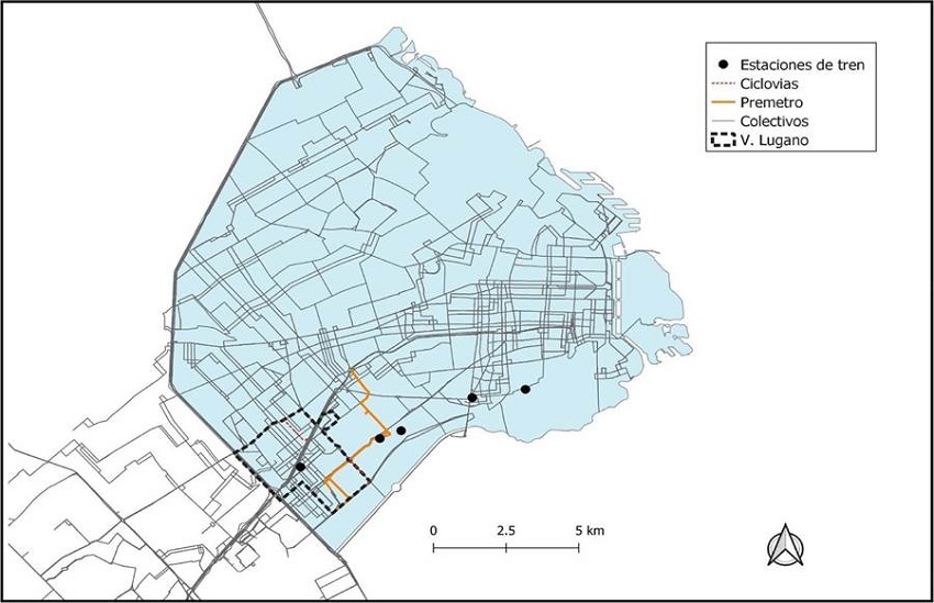 Recorridos de medios de transporte público que atraviesan la zona de estudio