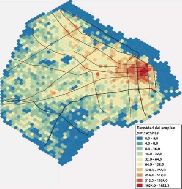 Densidad del empleo registrado en el sector privado, CABA, 2017
