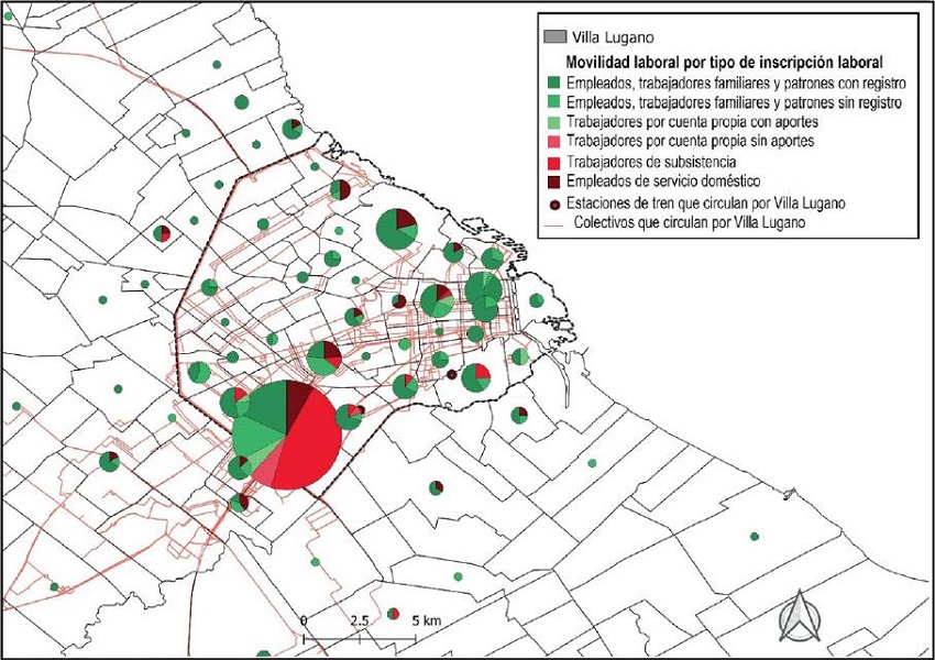 Localización de los desplazamientos laborales según inserción socio-ocupacional