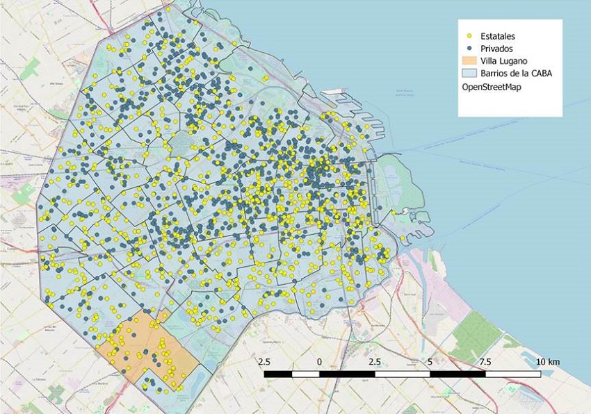Distribución de la oferta educativa por sector público y privado, CABA