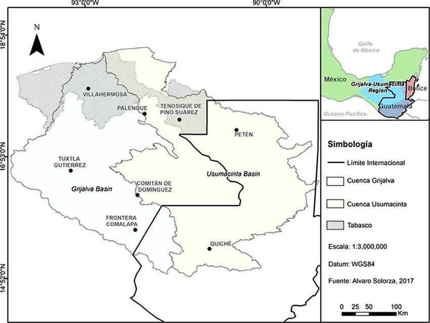 Ubicación geográfica de las cuencas Grijalva y Usumacinta