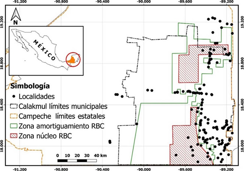 Distribución de los centros de población en la RBC