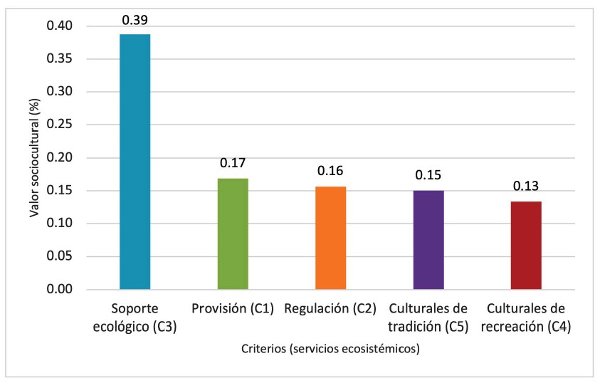 Resultados de la valoración de los criterios para el grupo la cooperativa