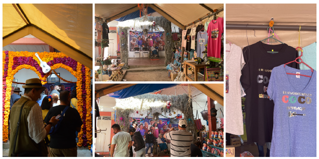 Mama-Coco’s altar; at the media space; commodifying Mama-Coco