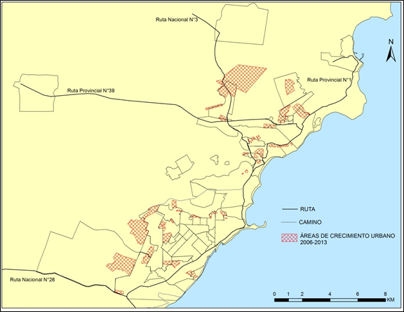 &Aacute;reas de crecimiento desde 2006 a 2013.