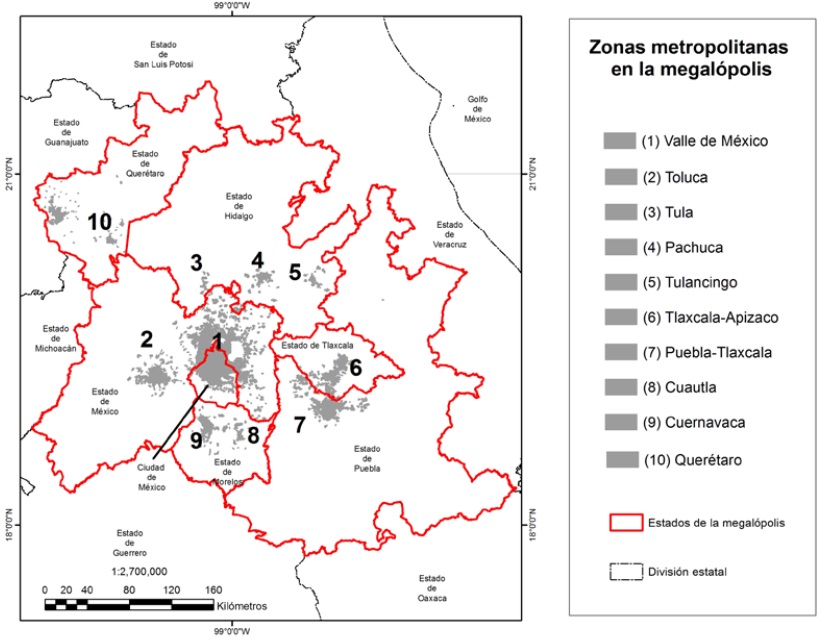 Zonas Metropolitanas de la región centro 2010