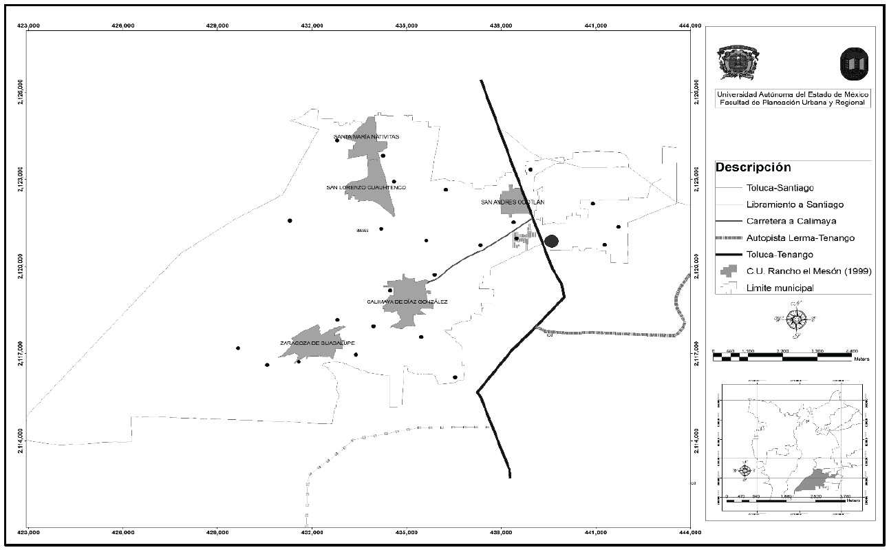 Conjunto residencial Rancho el Mesón en la localidad de Calimaya de Díaz González, 1999
