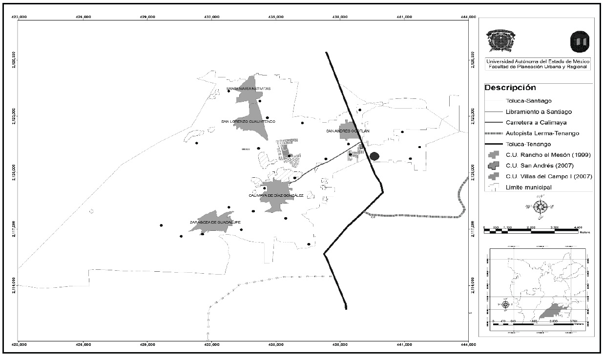Conjuntos urbanos Villas del Campo I y Residencial San Andrés, en las localidadesde Calimaya de Díaz González y San Andrés Ocotlán, 2007