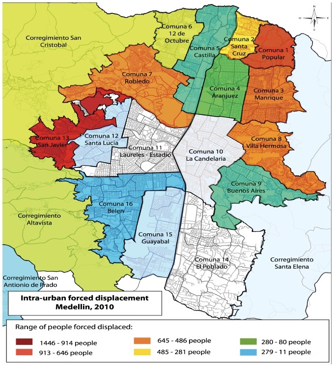 Geo-referenced map of forced displacement