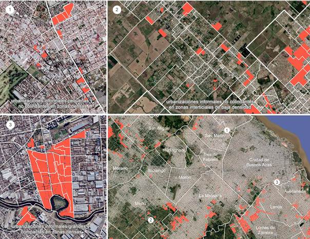 Urbanizaciones populares de origen informal: heterogeneidad de tamaños y contigüidad espacial en zonas de distinto nivel de densidad. Aglomeración Gran Buenos Aires, año 2010