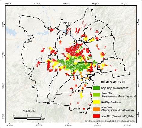 Cl�sters del ISBD clasificado por categor�as de atenci�n de Brecha Digital
