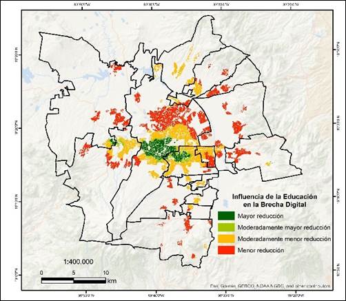 Comportamiento y relaci�n de influencia de las variables en la brecha digital