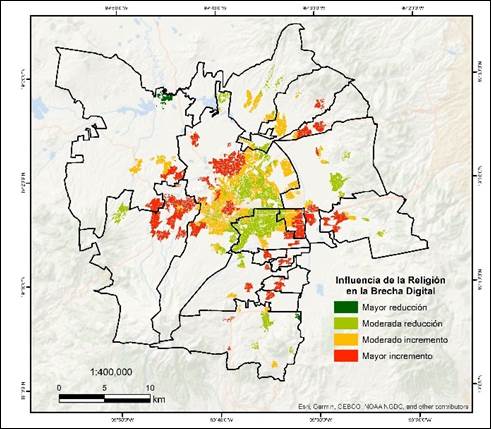 Comportamiento y relaci�n de influencia de las variables en la brecha digital