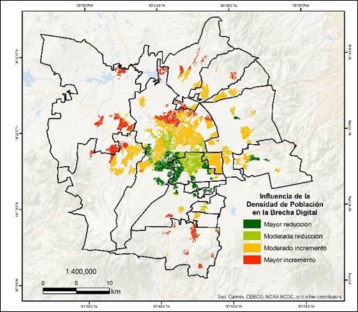 Comportamiento y relaci�n de influencia de las variables en la brecha digital