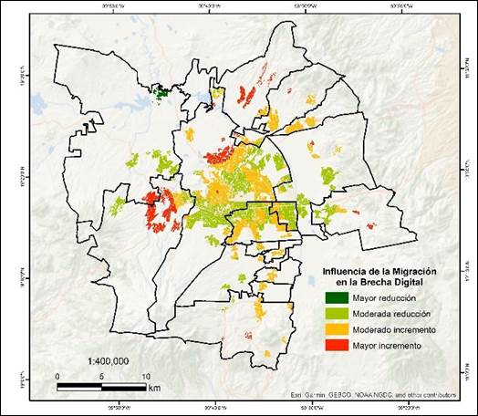 Comportamiento y relaci�n de influencia de las variables en la brecha digital