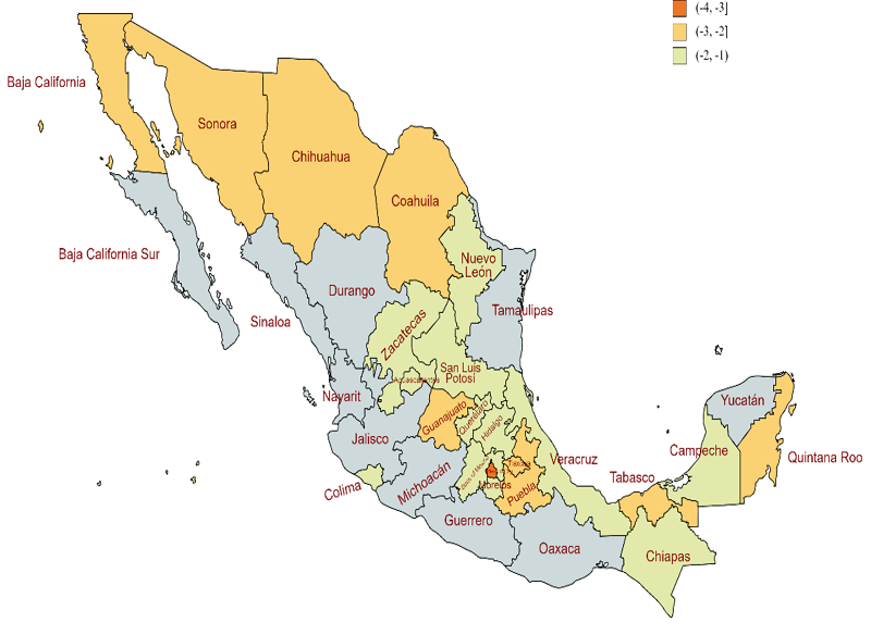 Cambio absoluto en la Esperanza de Vida Temporal, entre 2020 y el a�o en que alcanzaron su m�ximo. Mujeres entre 41 y 80 a�os