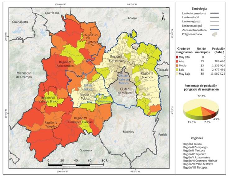Estado de M�xico: grado de marginaci�n por municipio, 2015