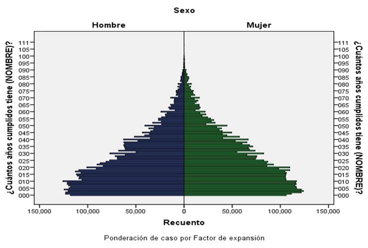 Pirámide de población de los nacidos en el Estado de México, 2010