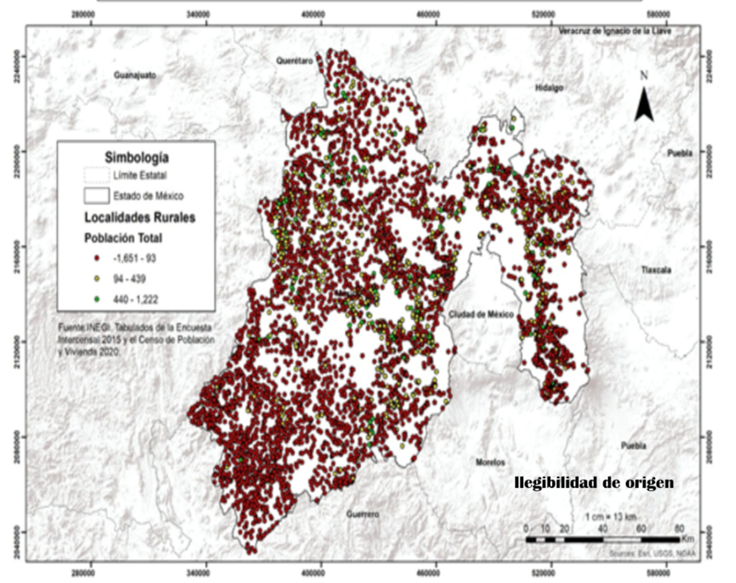 Despoblamiento según localidades rurales en el Estado de México, 2015-2020.