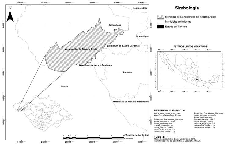Ubicaci�n espacial del municipio de Nativitas y sitios tur�sticos