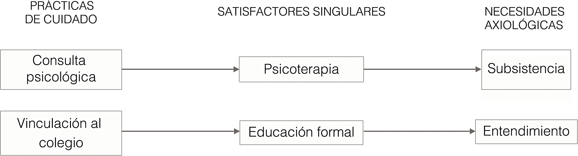 Articulaci&oacute;n entre pr&aacute;cticas de cuidado, satisfactores singulares y necesidades axiol&oacute;gicas