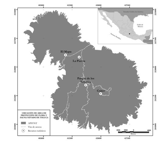 Mapa de ubicaci&oacute;n del Nevado de Toluca