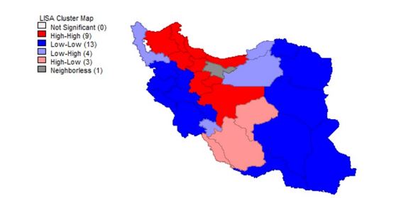 Spatial clustering of rural income in Iran over the last years (Fifth Development Plan)