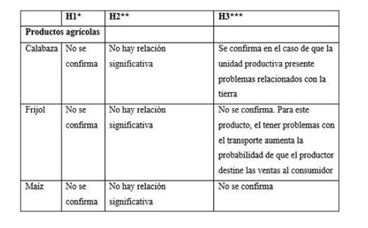 Resultados de la verificación de las hipótesis de investigación para los productos seleccionados