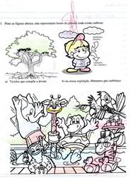 Atividades
desenvolvidas com os estudantes envolvendo conhecimentos químicos. Figura (a),
tabela periódica lúdica utilizada com todos os estudantes; figura (b) e (c),
atividade sobre elementos químicos, utilizada somente com Pedro.