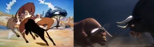 Ferdinando reagindo � picada da abelha, e Ferdinando evitando lutar contra Valente