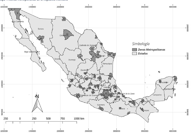 Zonas metropolitanas de la Rep&uacute;blica mexicana