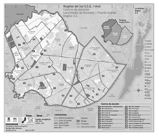 Figura 3. Organización territorial de la oferta
institucional. Centros de atención según territorios